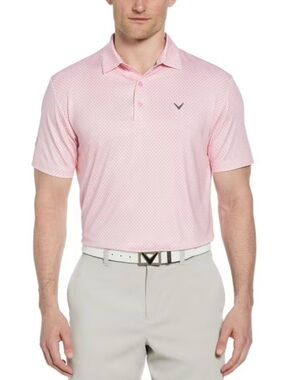 Callaway Men’s Light Pink Micro-Print, Opti-Dri Performance Golf Polo - Size XXL